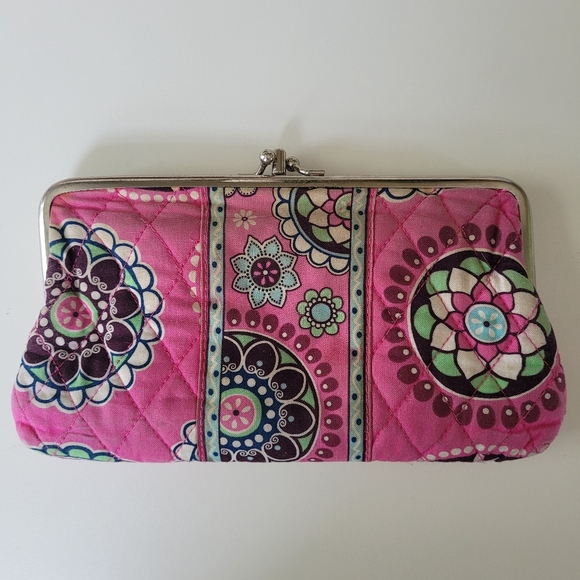 Vera Bradley Handbags - Vera Bradley Pink Boho Retro-80s Quilted Clutch Wallet